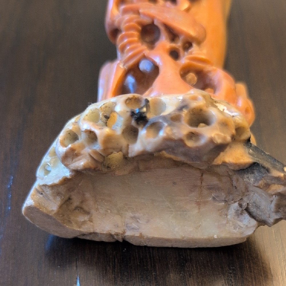 Vintage Artistic Brown/Salmon and Tan Soapstone Sculpture - Picture 8 of 16